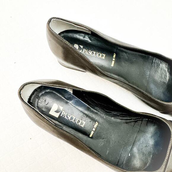 Pascucci Brown Square Toe Leather Flat Loafer Horsebit Hardware Size 39 Italy - Picture 3 of 5